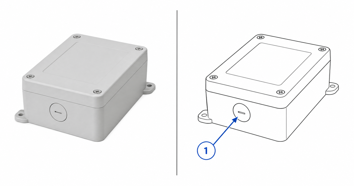 Photo vs line drawing side by side for a manual step
