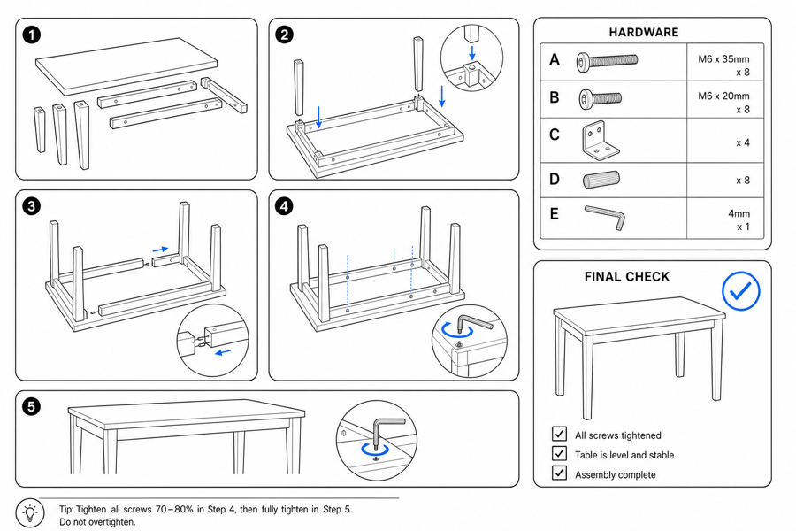 Turn product photos into clear assembly instructions — edited
