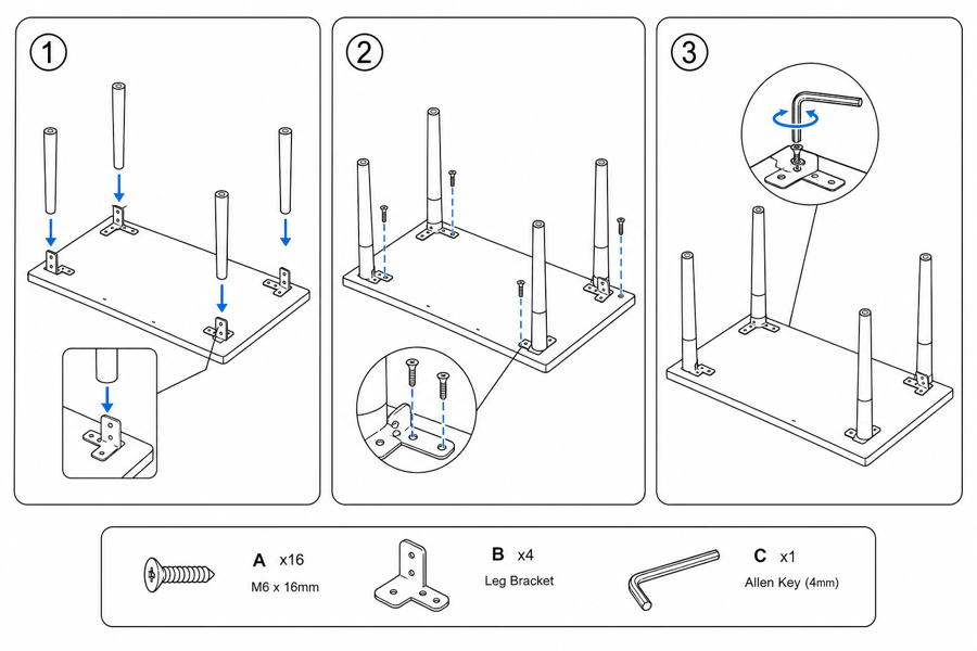 Turn product photos into clear assembly instructions — output