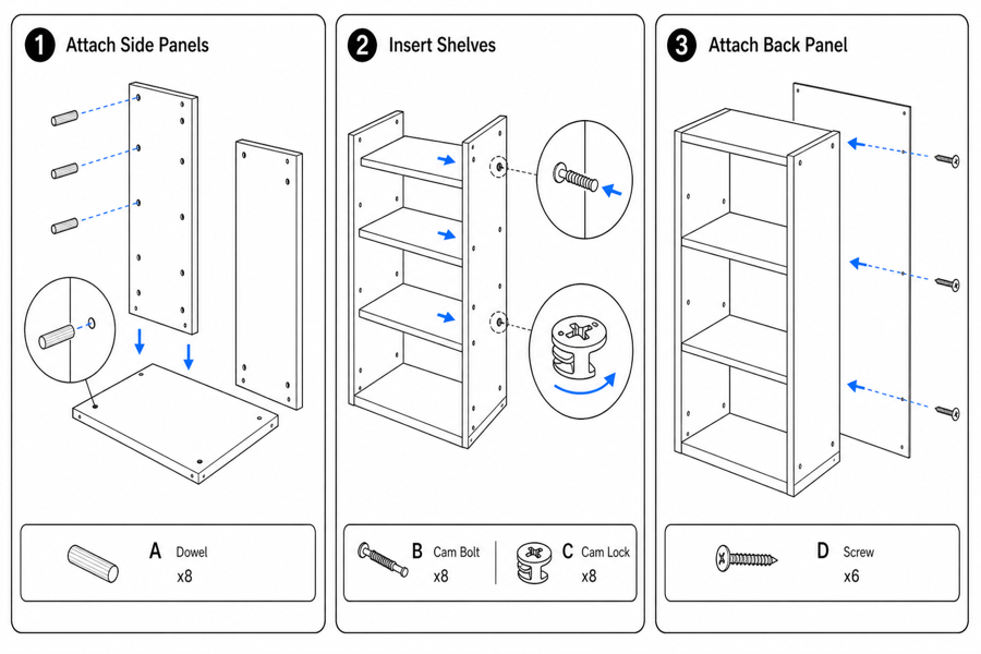 Create clear furniture assembly instructions — edited